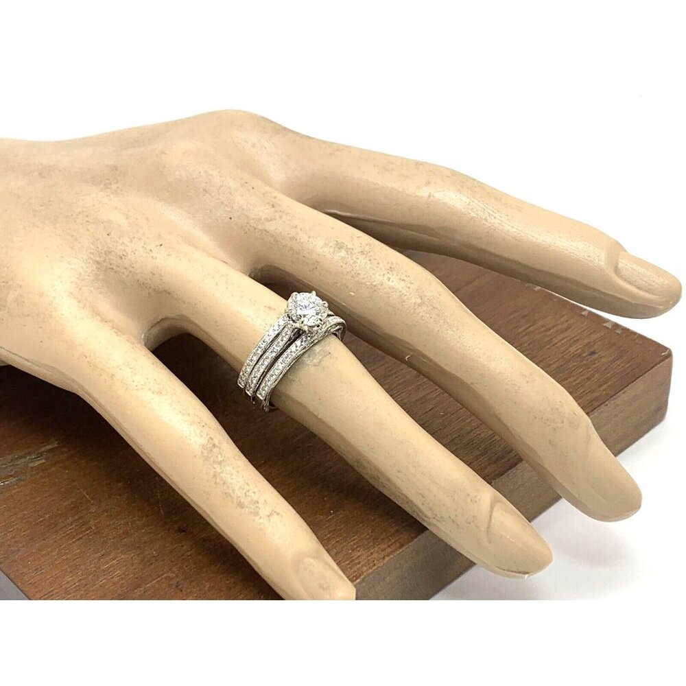 Parade Wedding Set 18k White Gold Diamond Engagement Ring Band Women's 6.25-6.5 - Picture 6 of 14